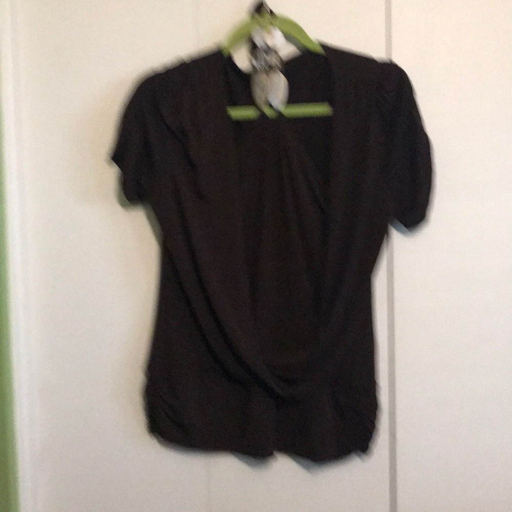 Brown Blouse with Attached Necklace